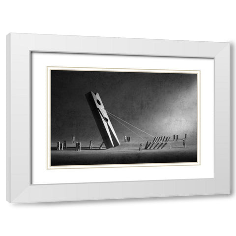 To Erect A Monument White Modern Wood Framed Art Print with Double Matting by Ivanova, Victoria