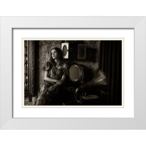 Listen To The Old Music White Modern Wood Framed Art Print with Double Matting by Sri Hatmoko, Pramujo