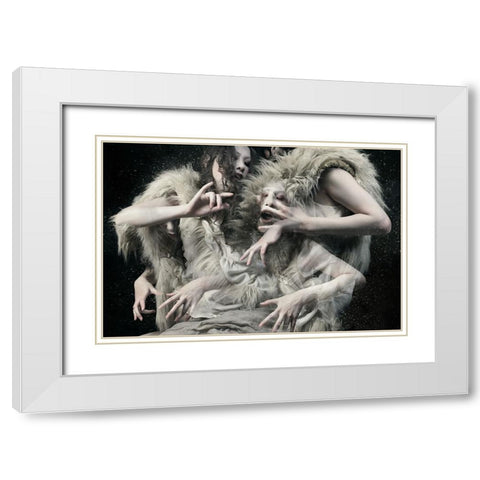 Wolf Daughters White Modern Wood Framed Art Print with Double Matting by Murakami, Kiyo