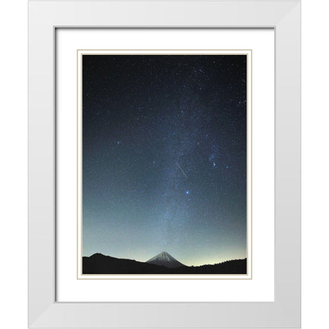 Meteor Night White Modern Wood Framed Art Print with Double Matting by Koga, Hiroaki