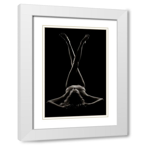Girl In Shadow And Light 1 White Modern Wood Framed Art Print with Double Matting by Knudsen, Henrik