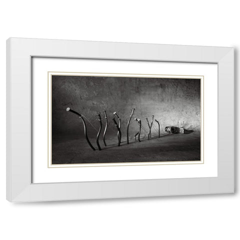 Barge Haulers White Modern Wood Framed Art Print with Double Matting by Ivanova, Victoria