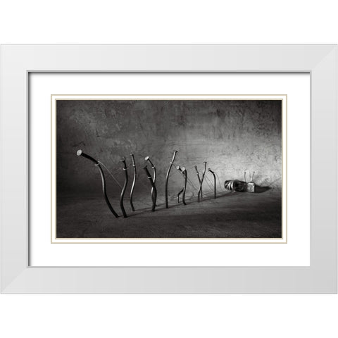 Barge Haulers White Modern Wood Framed Art Print with Double Matting by Ivanova, Victoria