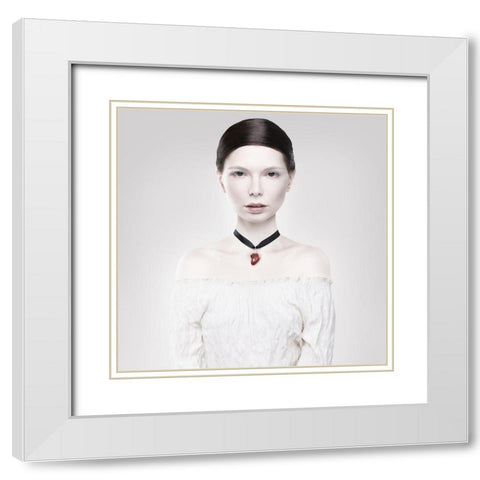 Heart White Modern Wood Framed Art Print with Double Matting by Katiev, Vladimir
