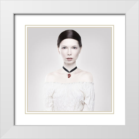 Heart White Modern Wood Framed Art Print with Double Matting by Katiev, Vladimir