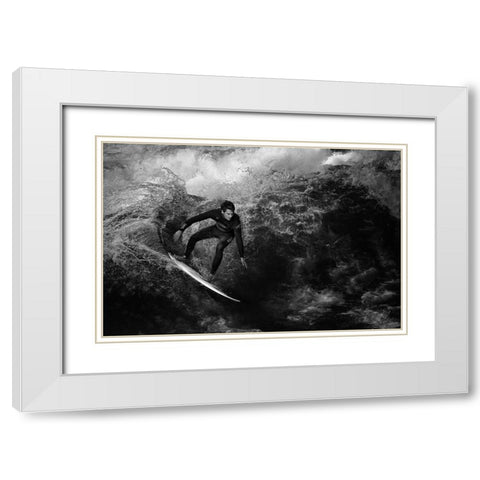 Surfing To Kingdom Come White Modern Wood Framed Art Print with Double Matting by Hessel, Christoph