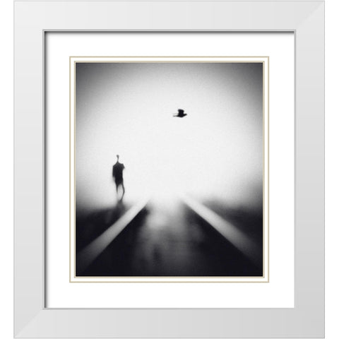 Nocturne White Modern Wood Framed Art Print with Double Matting by Lee, Hengki