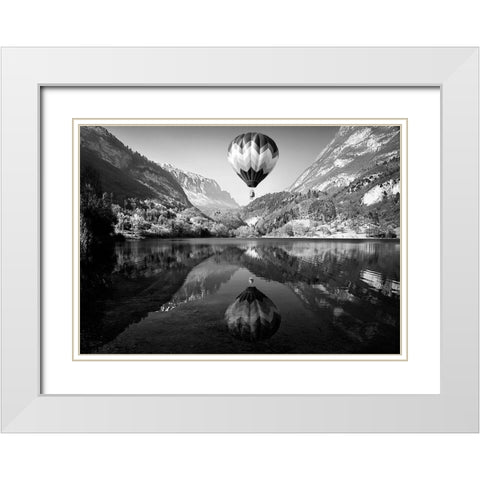 La Mongolfiera White Modern Wood Framed Art Print with Double Matting by Auf Dem, Andrea