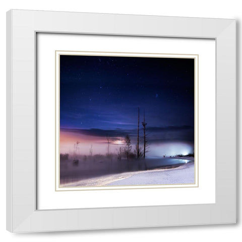 A Winter Night White Modern Wood Framed Art Print with Double Matting by Yang, Shu-Guang