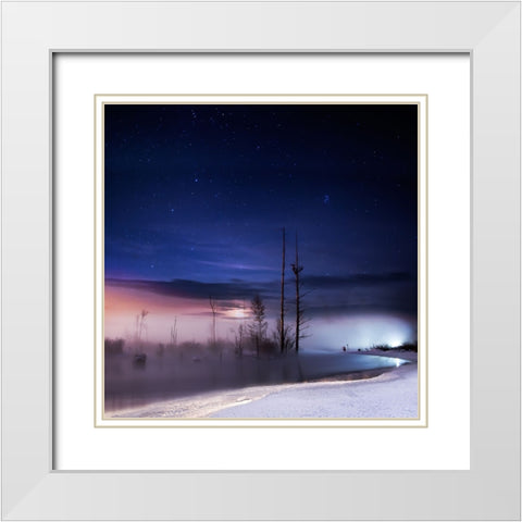A Winter Night White Modern Wood Framed Art Print with Double Matting by Yang, Shu-Guang