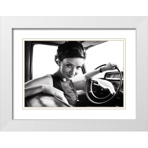 Drive White Modern Wood Framed Art Print with Double Matting by FYB