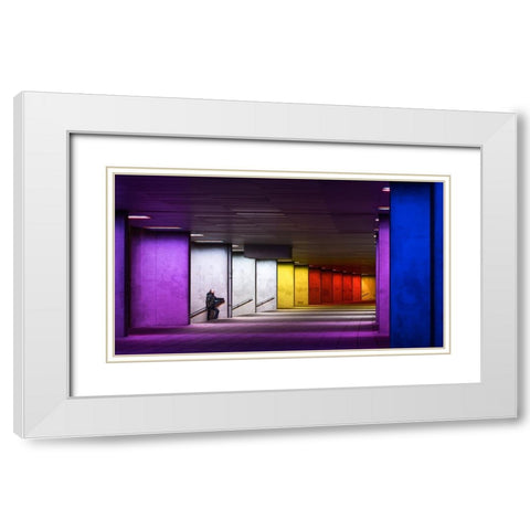 Rainbow White Modern Wood Framed Art Print with Double Matting by piXXelpark
