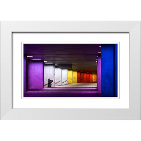 Rainbow White Modern Wood Framed Art Print with Double Matting by piXXelpark