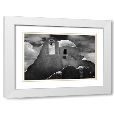 Mykonos Church White Modern Wood Framed Art Print with Double Matting by P Stein, John