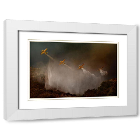 Cilento National Park - The Scene That Unfortunately Is Repeated Almost Every Year In Summer... White Modern Wood Framed Art Print with Double Matting by Grambone, Antonio