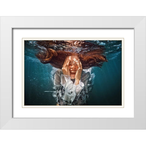 Cry White Modern Wood Framed Art Print with Double Matting by Laudin, Dmitry