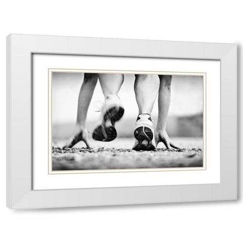 Runner White Modern Wood Framed Art Print with Double Matting by Bartsch, Heidi