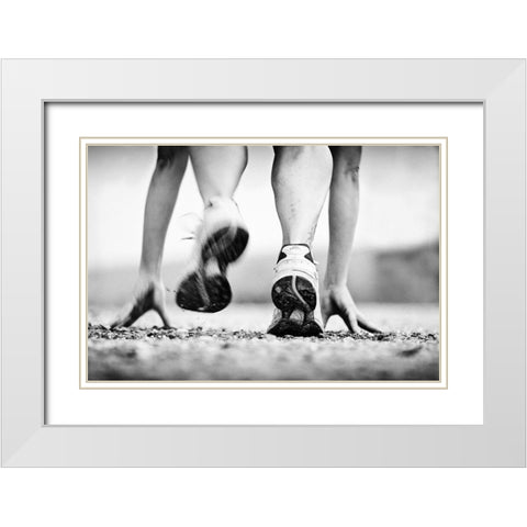 Runner White Modern Wood Framed Art Print with Double Matting by Bartsch, Heidi
