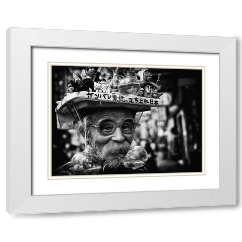 Untitled White Modern Wood Framed Art Print with Double Matting by Suzuki, Tatsuo