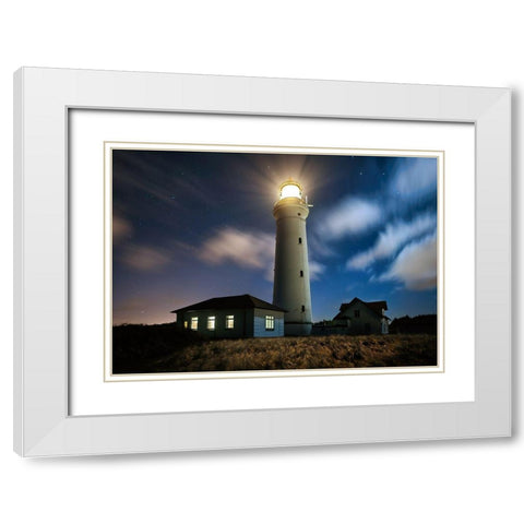 The Lighthouse White Modern Wood Framed Art Print with Double Matting by Keller