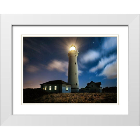The Lighthouse White Modern Wood Framed Art Print with Double Matting by Keller