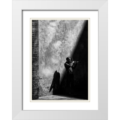 While The Shadow Comes White Modern Wood Framed Art Print with Double Matting by Mencacci, Mario