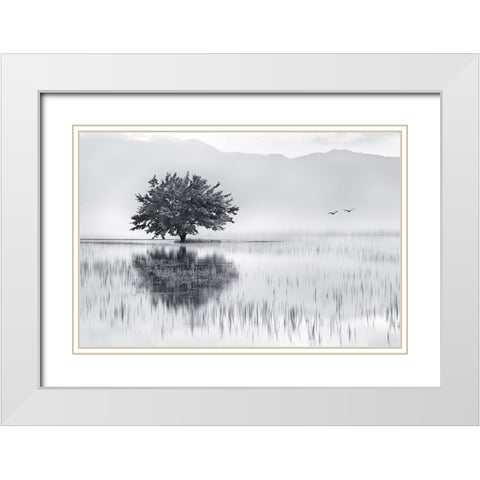 Spring Mirror White Modern Wood Framed Art Print with Double Matting by Kaimaki, Maria
