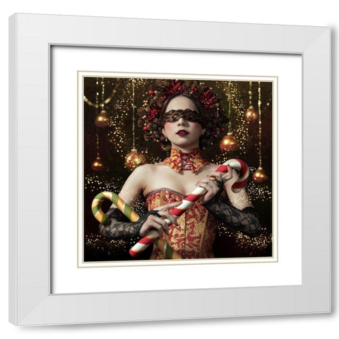 Mistress Of The Bright Night White Modern Wood Framed Art Print with Double Matting by Murakami, Kiyo