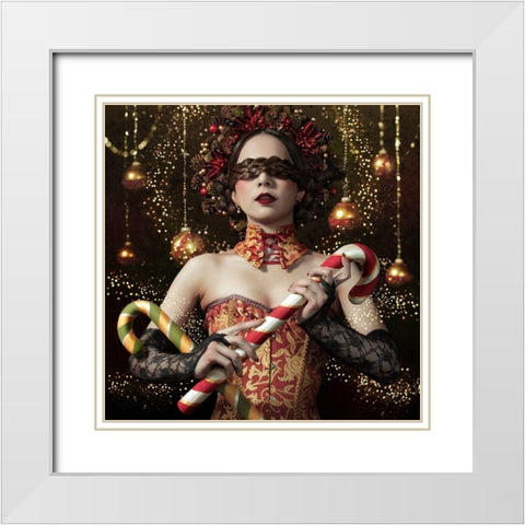 Mistress Of The Bright Night White Modern Wood Framed Art Print with Double Matting by Murakami, Kiyo