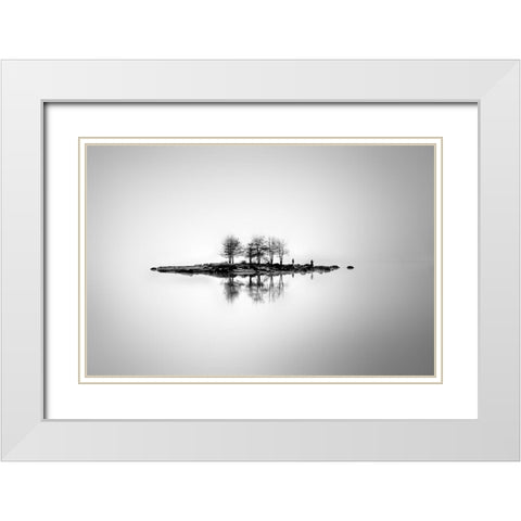 The Floating Island White Modern Wood Framed Art Print with Double Matting by Markova, Albena