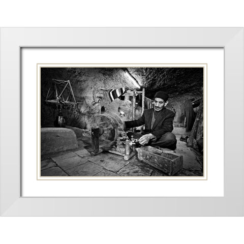 Aba Texture White Modern Wood Framed Art Print with Double Matting by Momeni, Mohammadreza