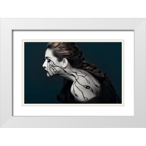 Eye To Eyes White Modern Wood Framed Art Print with Double Matting by Yogasara, Yudhistira