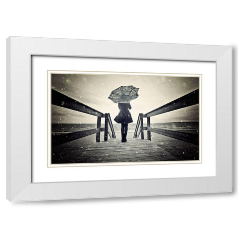 Awaiting White Modern Wood Framed Art Print with Double Matting by Rozenzvig, Carmit