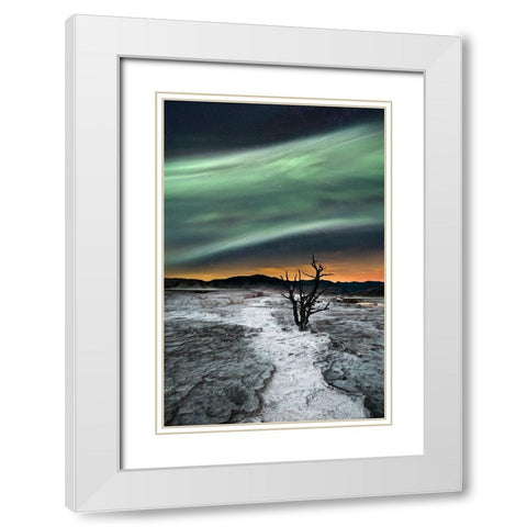 Magic Aurora White Modern Wood Framed Art Print with Double Matting by Luca, Liloni