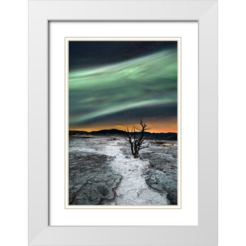 Magic Aurora White Modern Wood Framed Art Print with Double Matting by Luca, Liloni