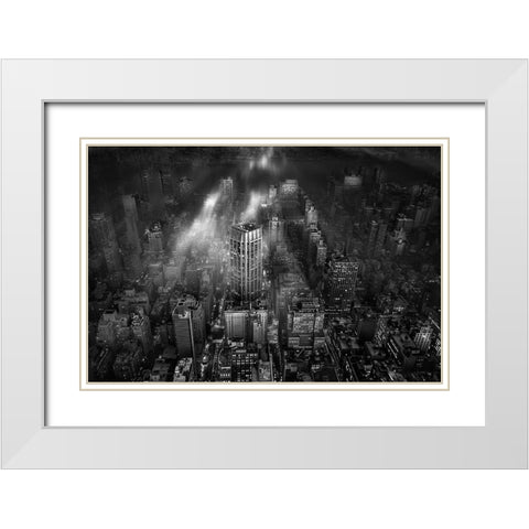 New York City White Modern Wood Framed Art Print with Double Matting by Londal, Leif