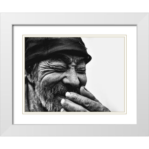 Untitled White Modern Wood Framed Art Print with Double Matting by Suzuki, Tatsuo