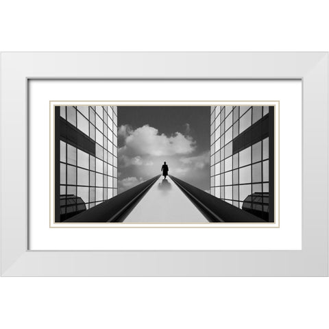 Walking To The Light White Modern Wood Framed Art Print with Double Matting by Van Den, Jef