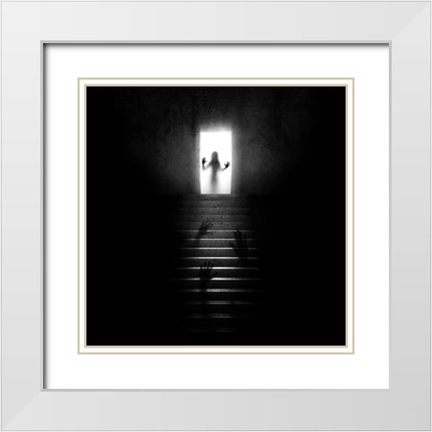 Coma White Modern Wood Framed Art Print with Double Matting by Del Grosso, Sebastien