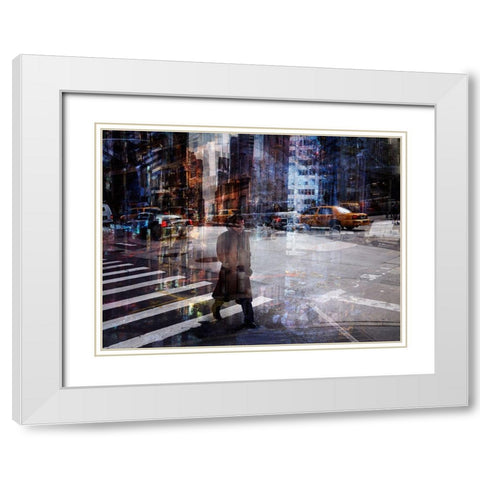 Woody Allen Crossing White Modern Wood Framed Art Print with Double Matting by B, V