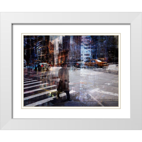 Woody Allen Crossing White Modern Wood Framed Art Print with Double Matting by B, V