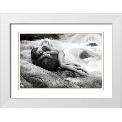 Whispering Of The River White Modern Wood Framed Art Print with Double Matting by Birkhofer, Bruno