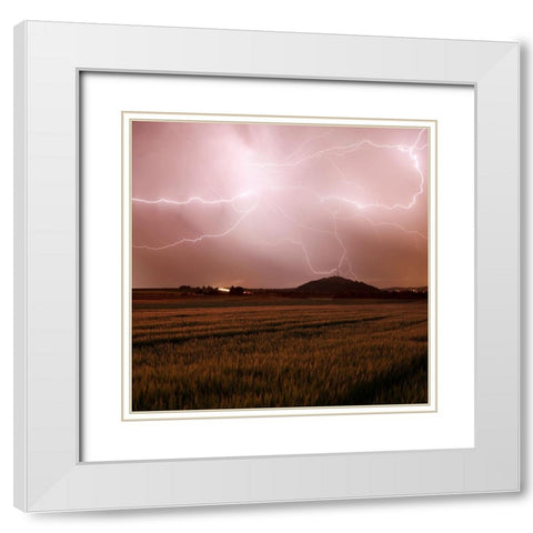 Lightshow White Modern Wood Framed Art Print with Double Matting by Schumacher, Nicolas