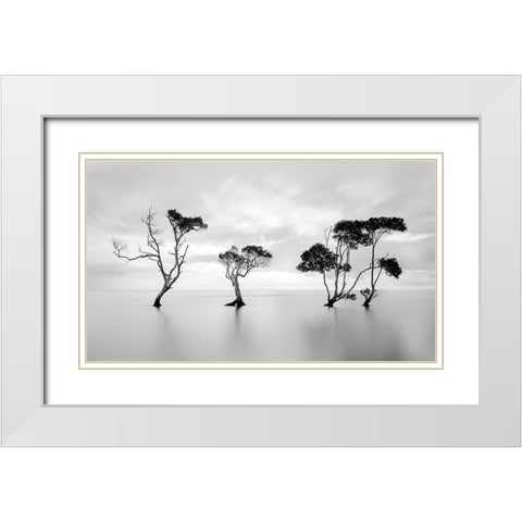 Drowning Not Waving White Modern Wood Framed Art Print with Double Matting by Fudge, Steven
