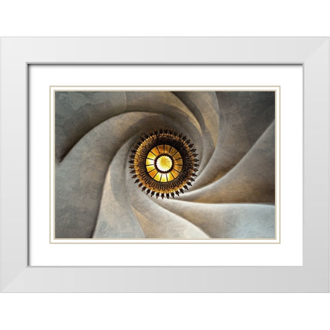 Torsional White Modern Wood Framed Art Print with Double Matting by Koga, Hiroaki