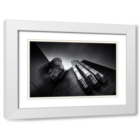 Pipes White Modern Wood Framed Art Print with Double Matting by Gamiz, Andres