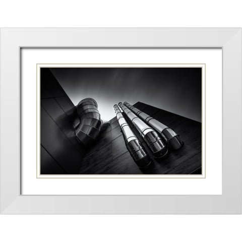 Pipes White Modern Wood Framed Art Print with Double Matting by Gamiz, Andres