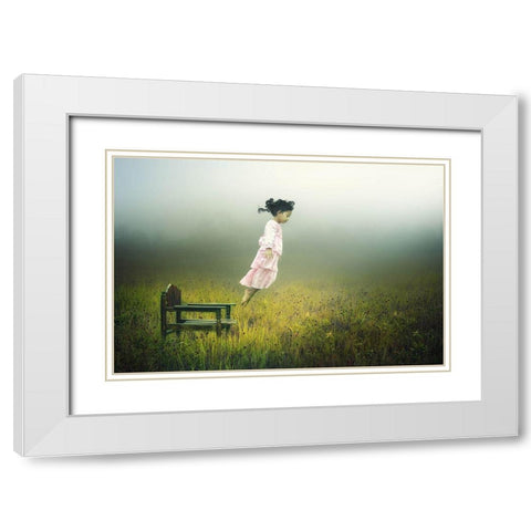 Learn To Fly White Modern Wood Framed Art Print with Double Matting by Sword, Pink
