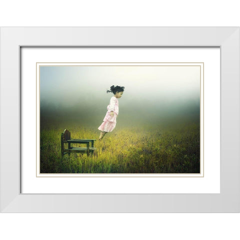 Learn To Fly White Modern Wood Framed Art Print with Double Matting by Sword, Pink