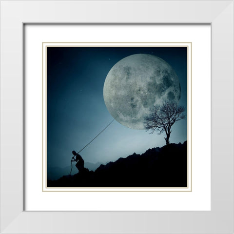 The Dreamer White Modern Wood Framed Art Print with Double Matting by Toto, Final